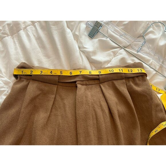 Wray Abby Wool Pant Brown Wide Leg Belted Size 4 - Picture 9 of 11